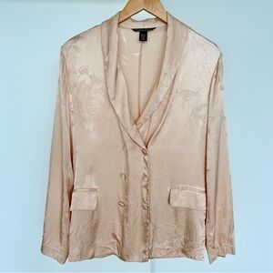 VICTORIA’S SECRET | Peach Floral Satin Pajama Blazer
